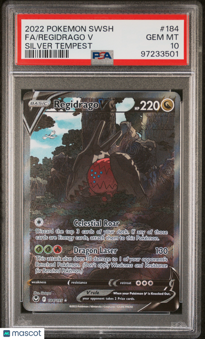 2022 Pokemon TCG Regidrago V Sword & Shield Silver Tempest 184/195 PSA 10