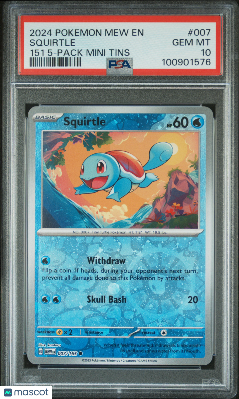 PokéMon TCG Squirtle EN-151 007/165 151 5-Pack Mini Tins PSA 10