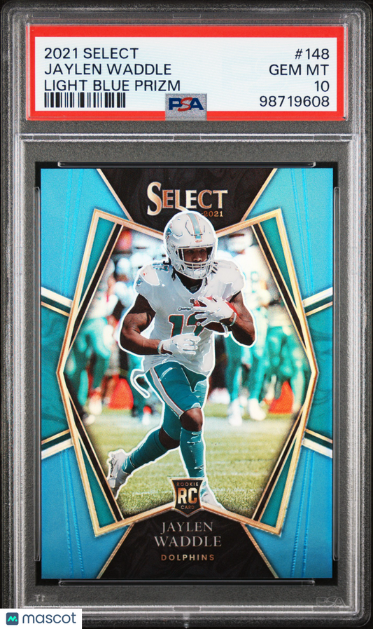 2021 Panini Select Jaylen Waddle Light Blue Prizm 97/99 #148 PSA 10