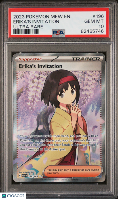 2023 Pokémon TCG Erika's Invitation Full Art EN-151 #196 PSA 10