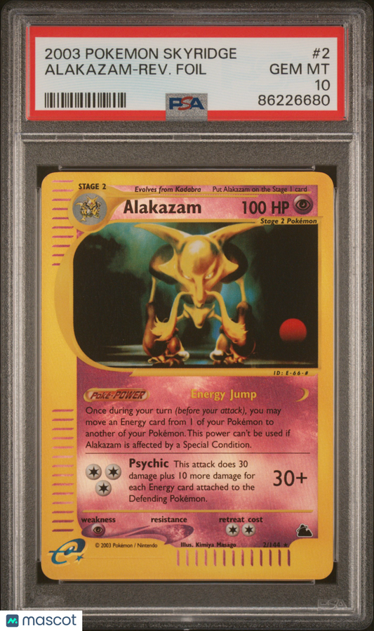 2003 Pokemon TCG Alakazam Reverse Foil Skyridge 2/144 GEM MINT PSA 10