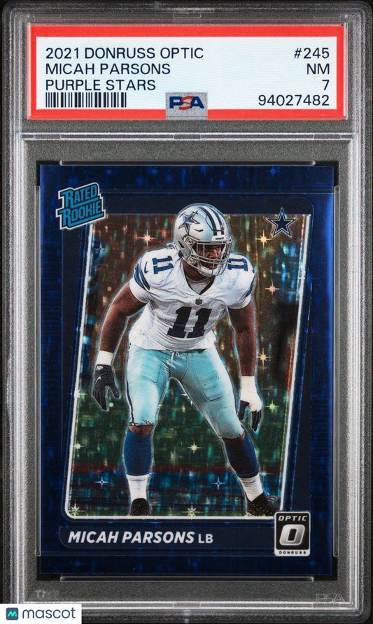 2021 Donruss Optic Micah Parsons Purple Stars Rated Rookie 05/15 FOTL #245 PSA 7