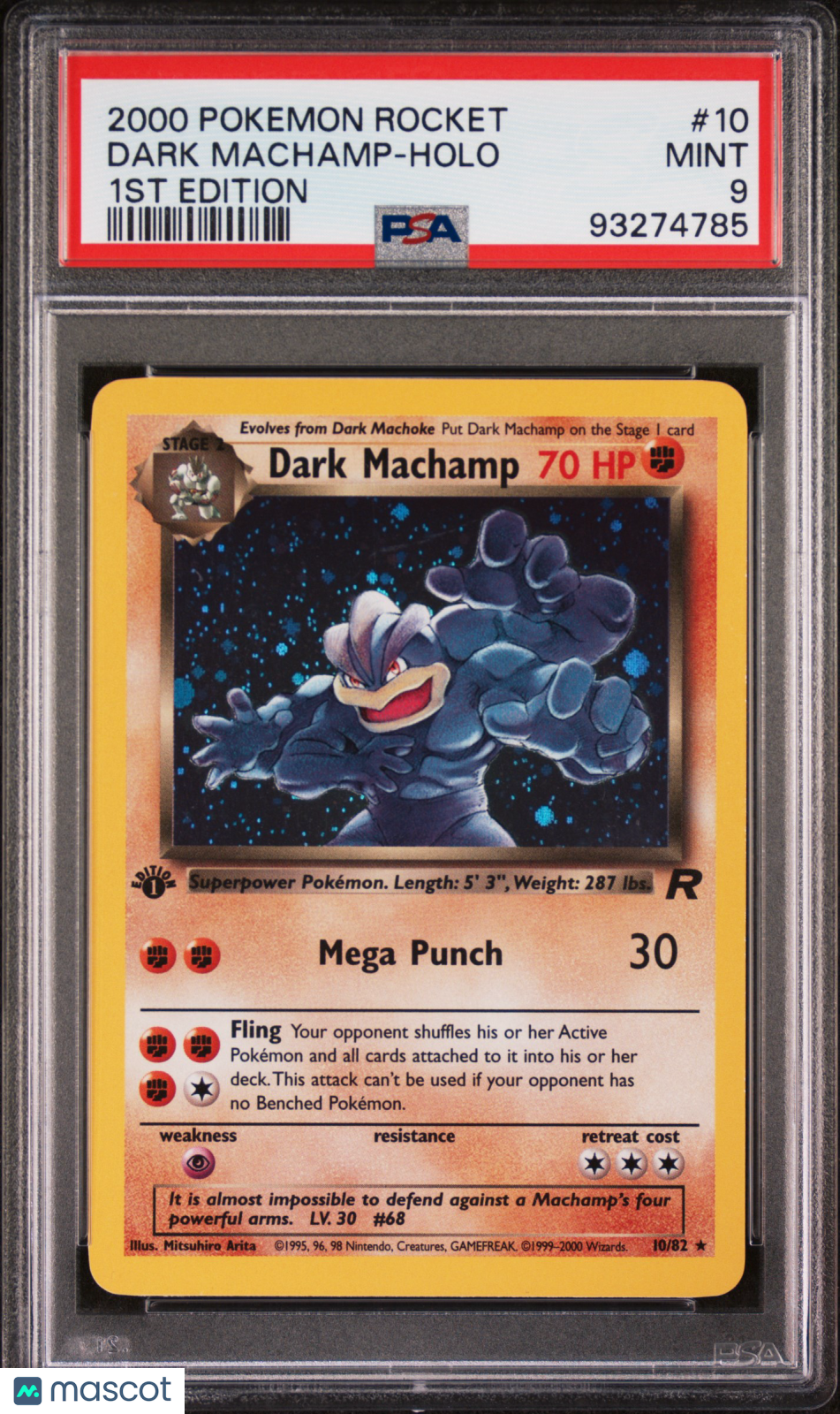 2000 Pokemon TCG Dark Machamp Holo 1st Edition Rocket 10/82 PSA 9