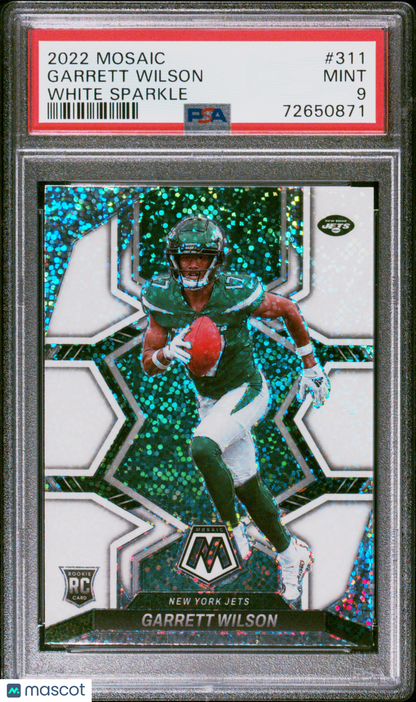 2022 Panini Mosaic Garrett Wilson Rookie RC White Sparkle #311 PSA 9