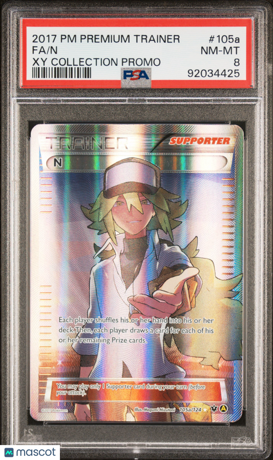 2017 Pokemon TCG N FA Premium Trainer XY Collection Promo 105a/124 PSA 8