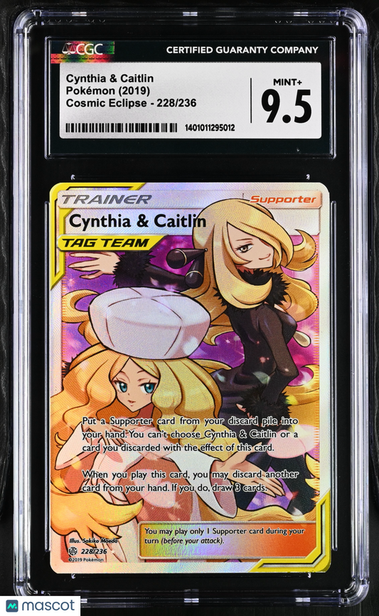 2019 Pokemon TCG Cynthia & Caitlin FA Cosmic Eclipse 228/236 CGC 9.5