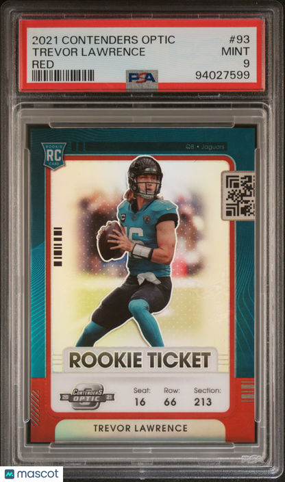 2021 Panini Contenders Optic Trevor Lawrence Red 129/175 #93 PSA 9