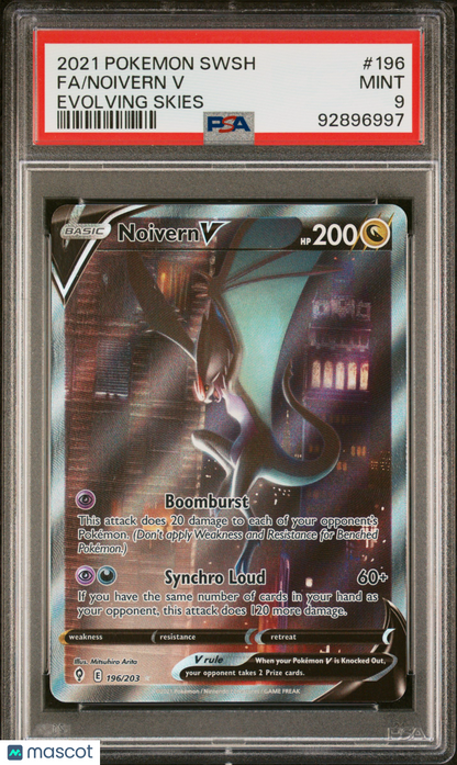 2021 Pokéon TCG Noivern V Alt Art Sword & Shield Evolving Skies #196 PSA 9