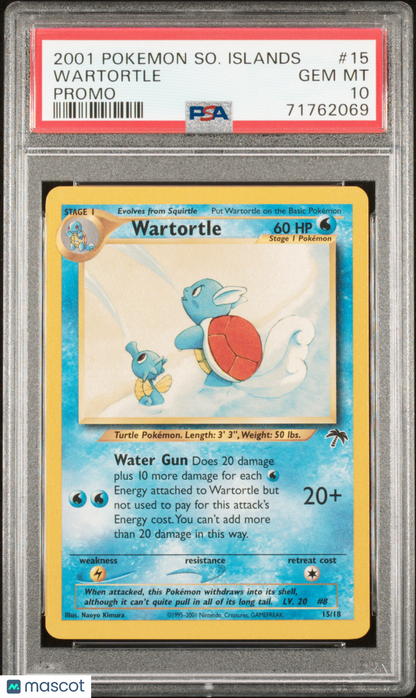 2001 Pokemon TCG Wartortle Southern Islands Promo 15/18 PSA 10