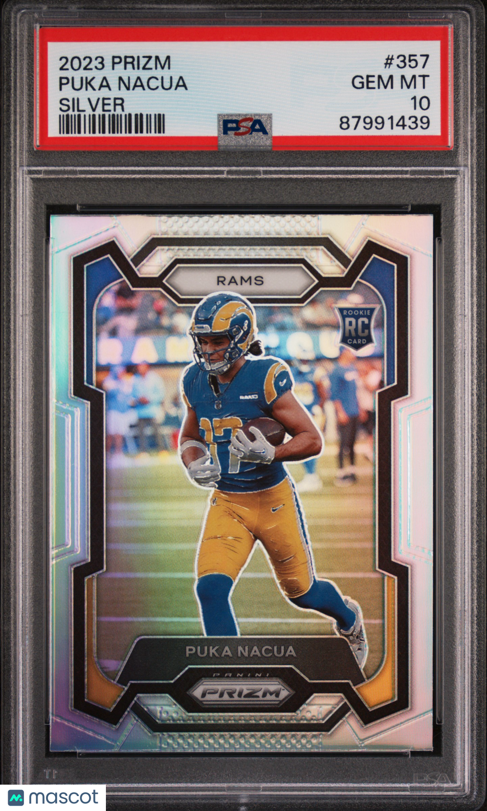 2023 Panini Prizm Puka Nacua Rookie RC Silver Prizm #357 PSA 10