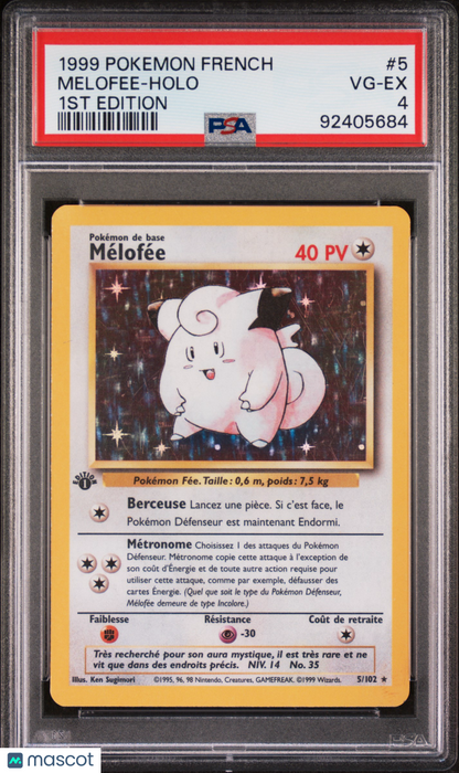 1999 Pokemon TCG Melofee (Clefairy) Holo French Base Set 1st Edition 5/102 PSA 4