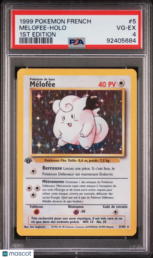 1999 Pokemon TCG Melofee (Clefairy) Holo French Base Set 1st Edition 5/102 PSA 4