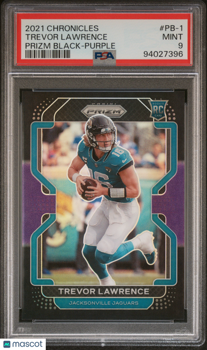 2021 Panini Chronicles Trevor Lawrence Prizm Black Purple 125/199 #PB-1 PSA 9