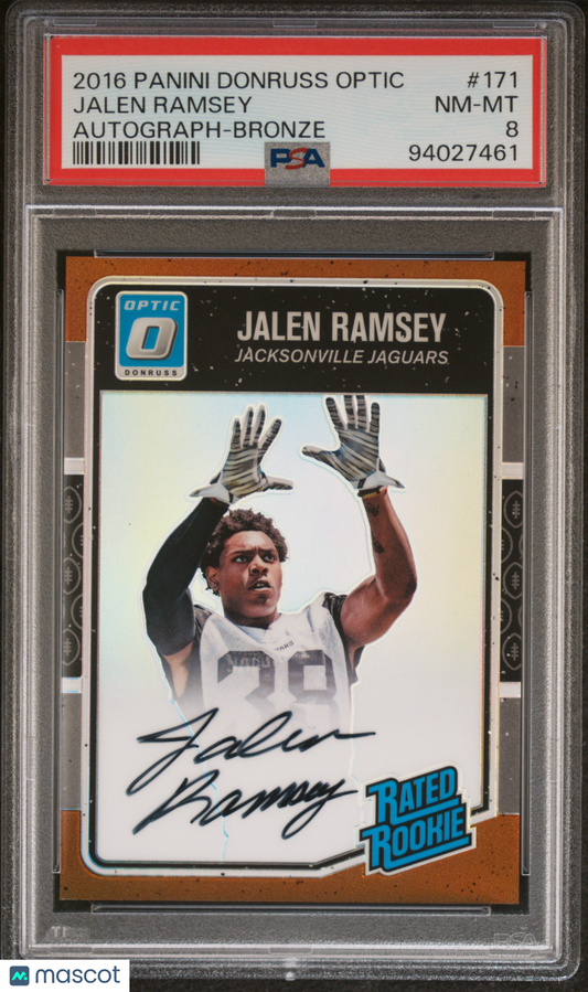 2016 Panini Donruss Optic Jalen Ramsey Autograph Bronze #171 PSA 8