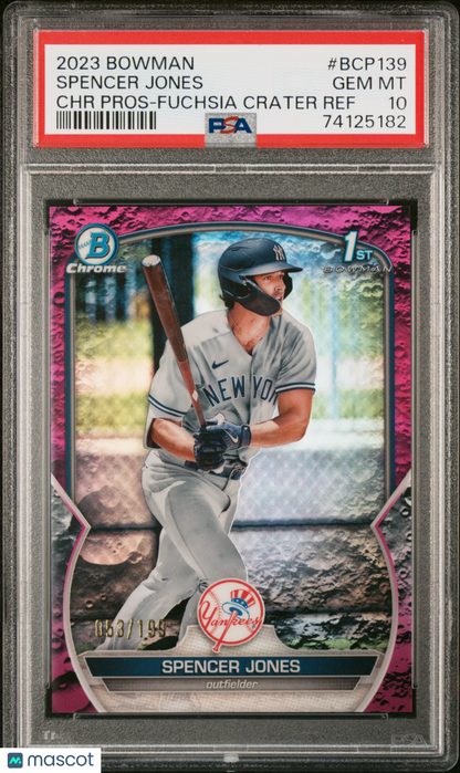 2023 Bowman Chrome Spencer Jones Fuchsia Crater 053/199 #BCP139 PSA 10