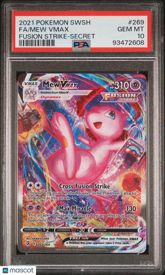 2021 Pokemon TCG Mew Vmax FA Sword & Shield Fusion Strike 269/264 PSA 10