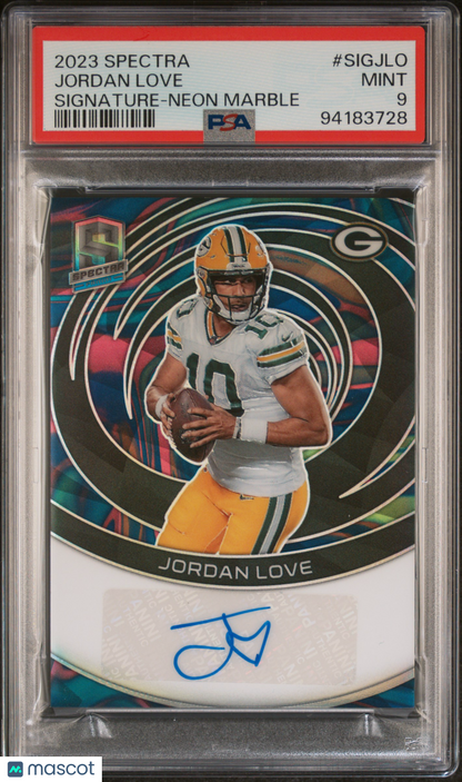 2023 Spectra Signatures Auto Jordan Love Signature Neon Marble /4 SIGJLO PSA 9