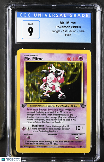 1999 Pokemon Mr. Mime Holo 1999 Jungle 1st Edition 6/64 CGC 9