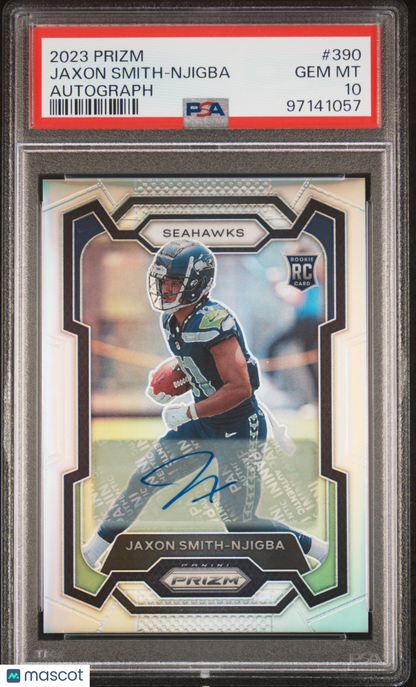 2023 Panini Prizm Jaxon Smith-Njigba Rookie Silver Autograph #390 PSA 10