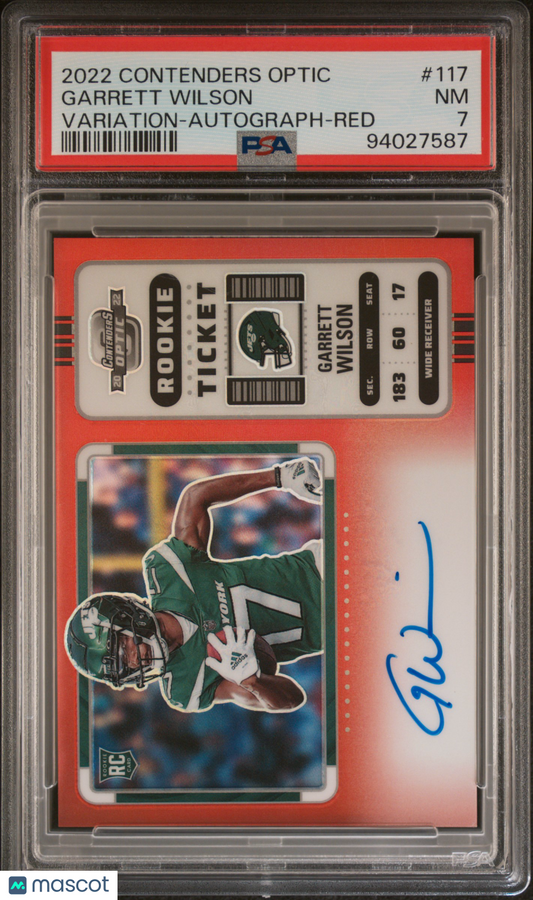 2022 Contenders Optic Garrett Wilson Rookie Autograph Red 35/50 #117 PSA 7