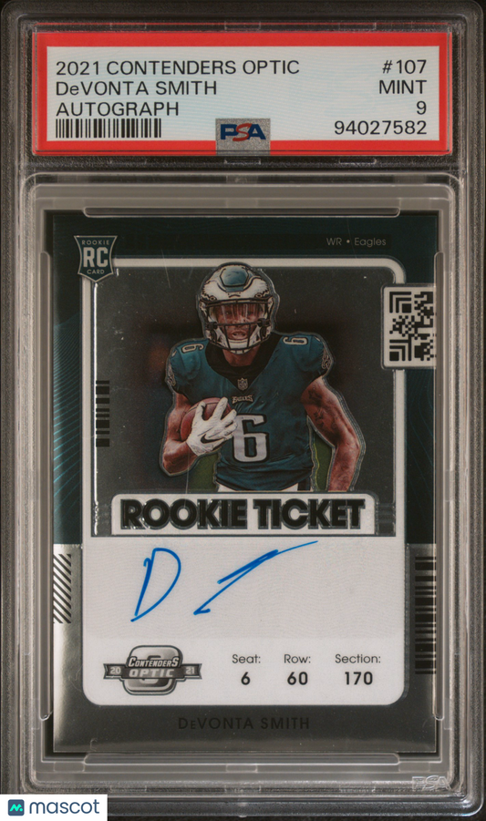 2021 Panini Contenders Optic Devonta Smith Rookie Auto #107 PSA 9