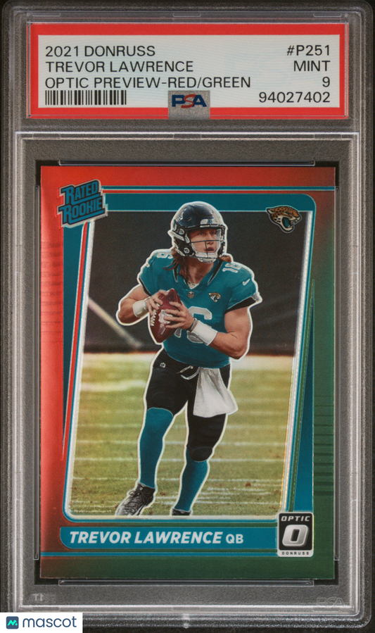 2021 Panini Donruss Trevor Lawrence Optic Preview Red Green #P251 PSA 9