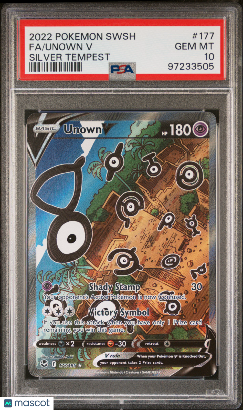 2022 Pokemon TCG Unown V Alt Art Sword & Shield Silver Tempest 177/195 PSA 10