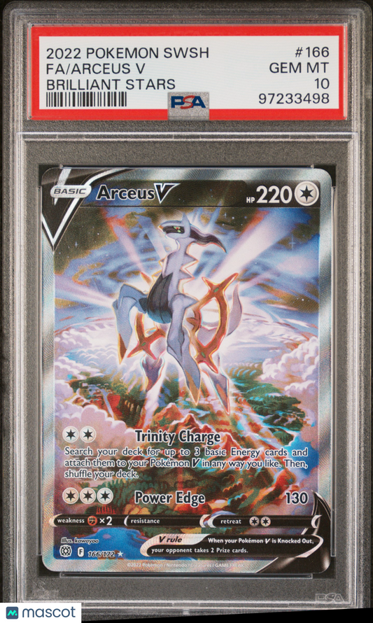 2022 Pokemon TCG Arceus V Alt Art Sword & Shield Brilliant Stars 166/172 PSA 10