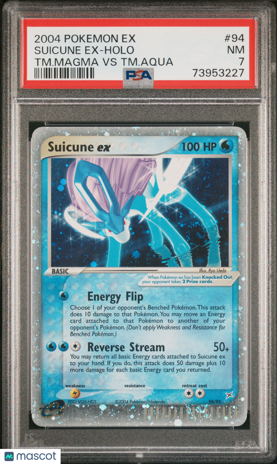 2004 Pokemon TCG Suicune ex Holo Team Magma VS Team Aqua 94/95 PSA 7