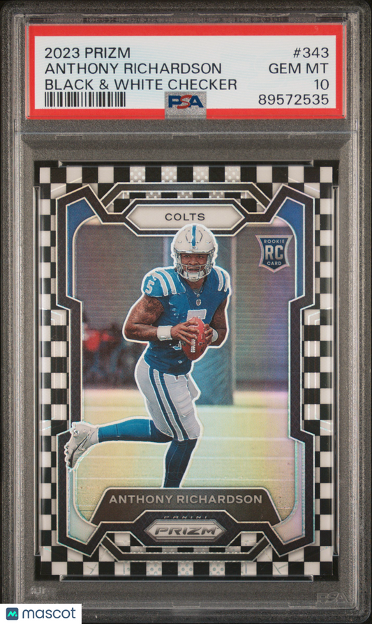 2023 Panini Prizm Anthony Richardson Black & White Checker RC #343 PSA 10