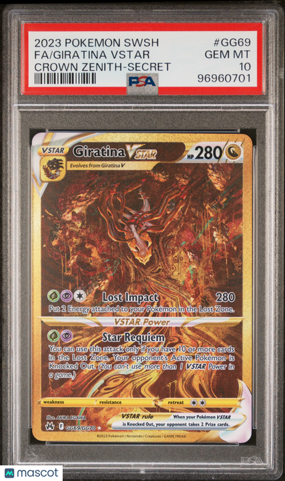 2023 Pokemon TCG Giratina Vstar SWSH Crown Zenith Secret Rare GG69/GG70 PSA 10