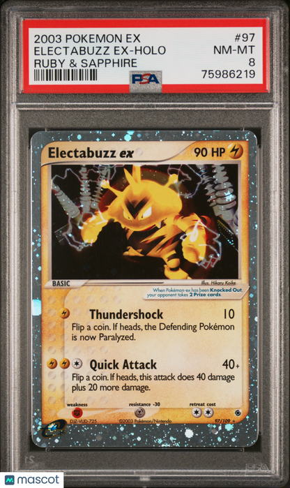 2003 Pokemon TCG Electabuzz EX Holo EX Ruby & Sapphire 97/109 PSA 8