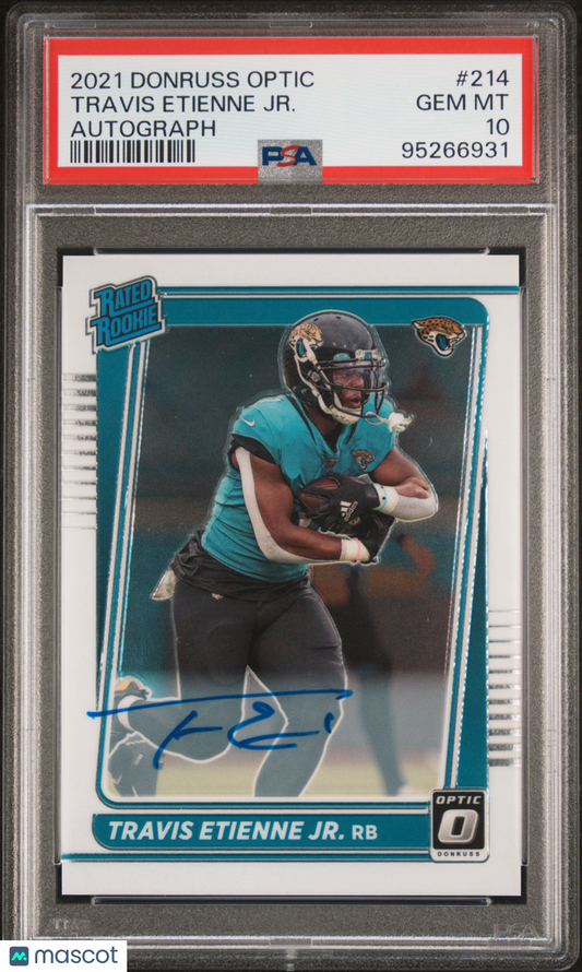 2021 Panini Donruss Optic Travis Etienne JR. Autograph #214 PSA 10