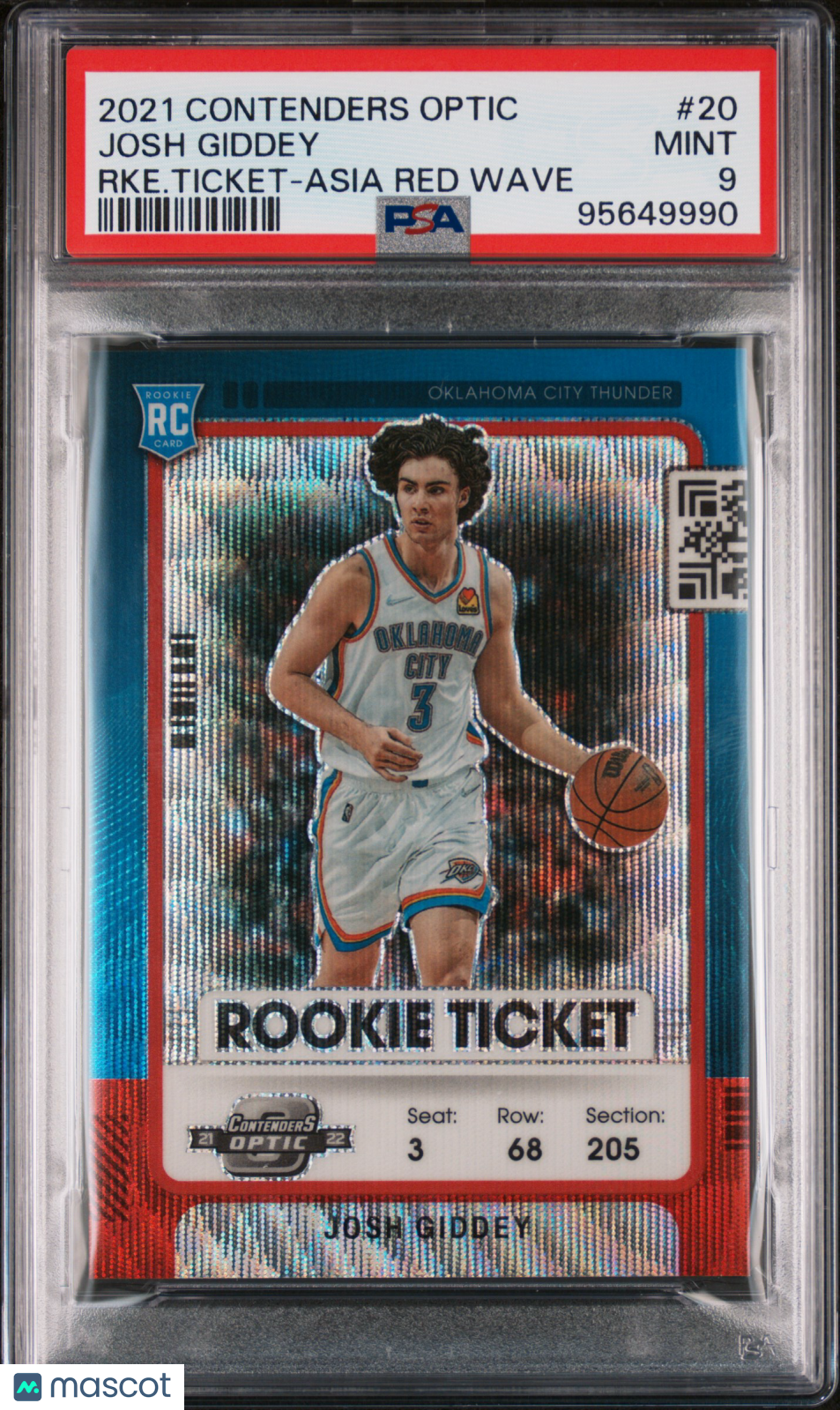 2021 Panini Contenders Optic Josh Giddey Rookie Ticket Asia Red Wave #20 PSA 9