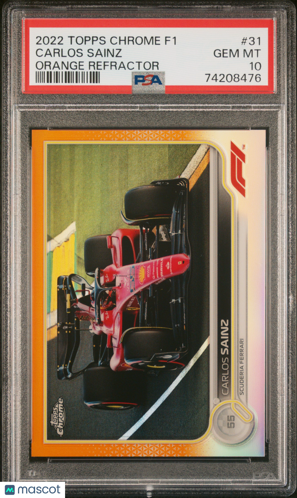 2022 Topps Chrome Formula 1 Carlos Sainz Orange Refractor /25 #31 PSA 10