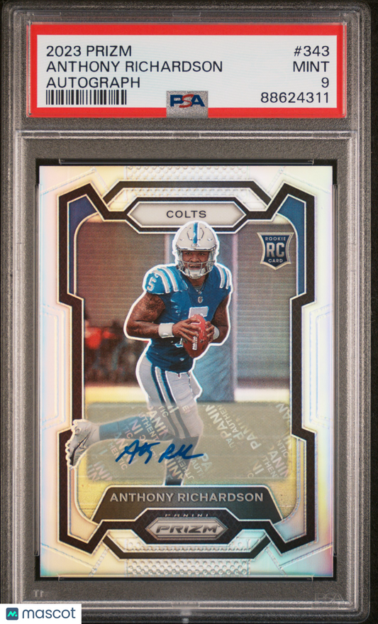 2023 Panini Prizm Anthony Richardson Silver Rookie RC Autograph #343 PSA 9