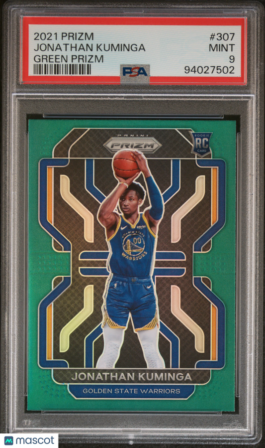 2021 Panini Prizm Jonathan Kuminga Green Prizm #307 PSA 9