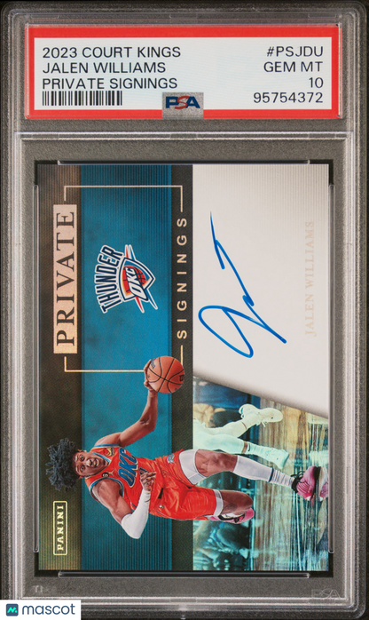 2023 Panini Court Kings Private Signings Jalen Williams Auto #PSJDU PSA 10