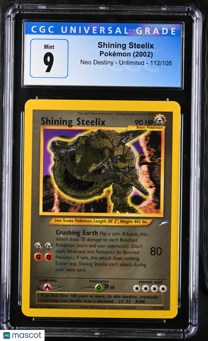 2002 Pokémon Shining Steelix 2002 Neo Destiny Unlimited 112/105 CGC 9