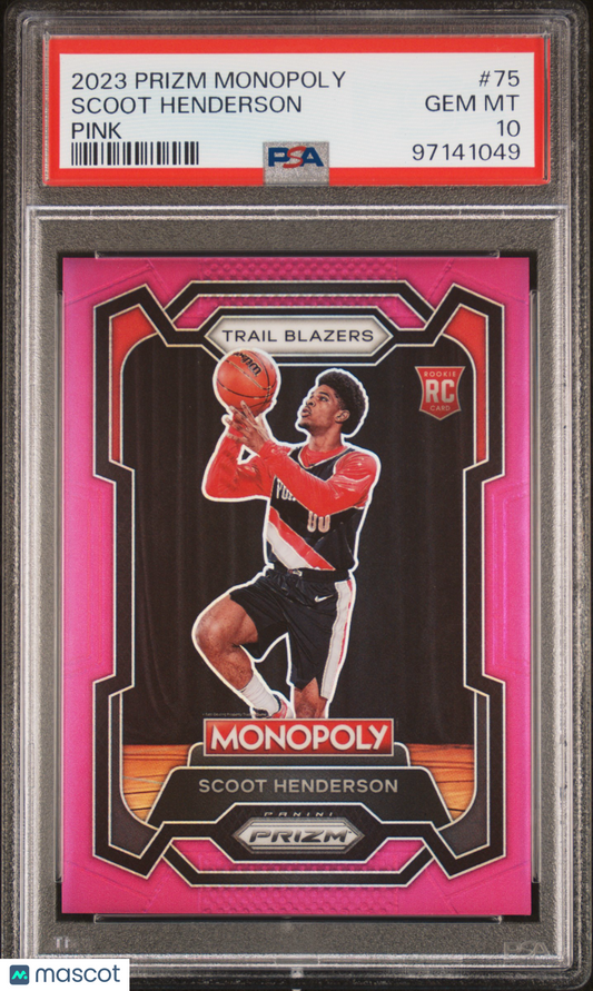 2023 Panini Prizm Monopoly Scoot Henderson Rookie Pink 009/149 #75 PSA 10