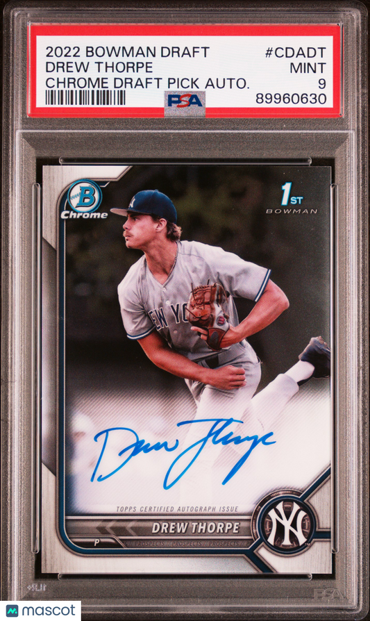 2022 Bowman Draft Drew Thorpe Chrome Auto #CDADT PSA 9