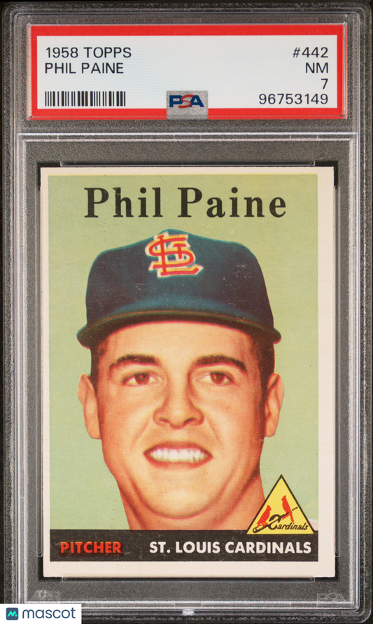 1958 Topps Phil Paine #442 PSA 7