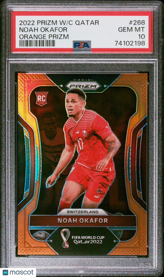 2022 Panini Prizm Qatar Noah Okafor Orange Prizm Rookie RC /49 #268 PSA 10