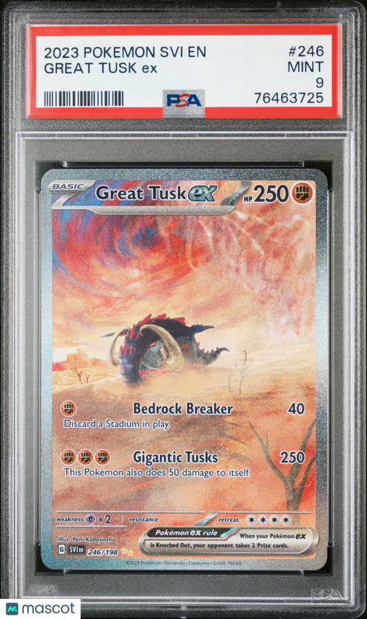 2023 Pokemon TCG Great Tusk EX 2023 Scarlet & Violet #246/198 PSA 9 SIR