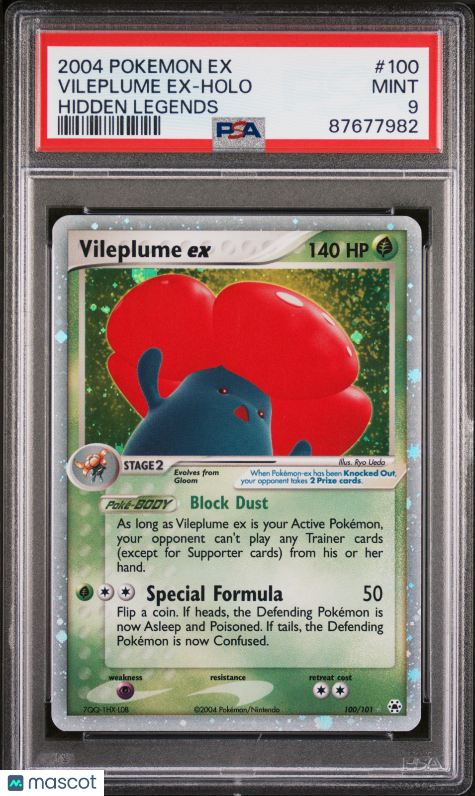 2004 Pokemon TCG Vileplume EX Holo EX Hidden Legends 100/101 PSA 9