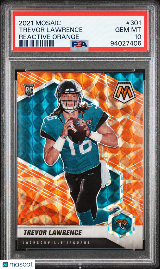 2021 Panini Mosaic Trevor Lawrence Reactive Orange #301 PSA 10