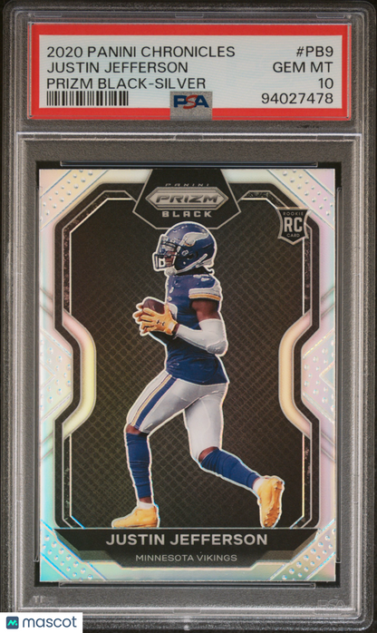 2020 Chronicles Justin Jefferson Prizm Black Silver Rookie RC #PB9 PSA 10