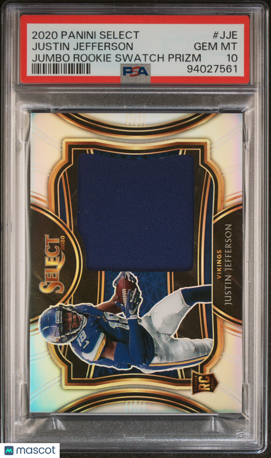 2020 Panini Select Justin Jefferson Jumbo Rookie Patch Prizm 36/49 #JJE PSA 10