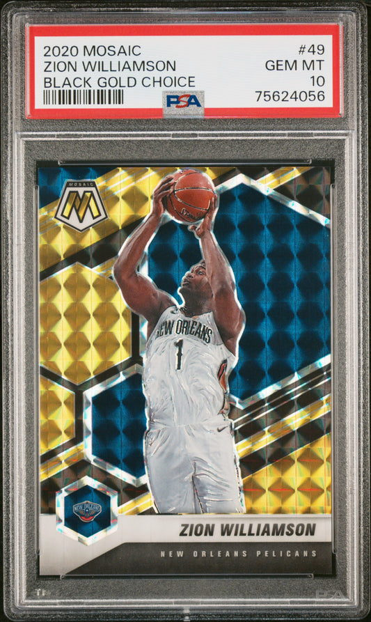 2020 Panini Mosaic Zion Williamson Black Gold Choice /8 #49 PSA 10