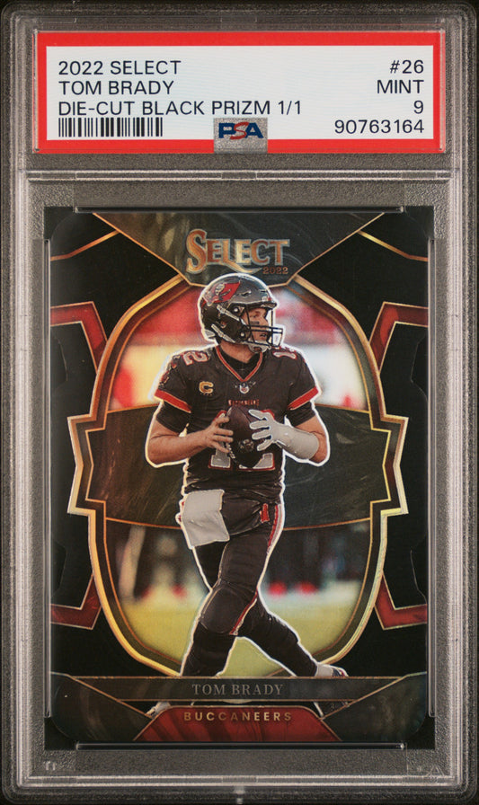 2022 Panini Select Tom Brady Die Cut Black Prizm 1/1 #26 PSA 9